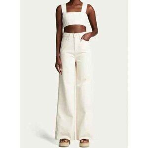 Triarchy High Rise Wide Leg Jeans in Off White